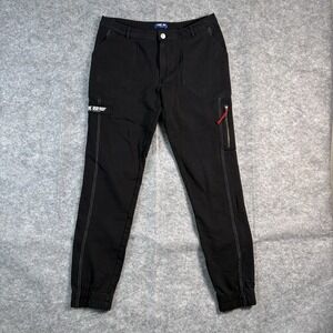 CODE 22 Joggers Men's Size 32‎ Black Pants White Stitching Athleisure Comfort
